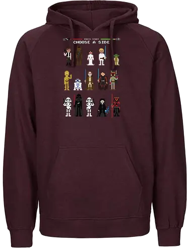 CHOOSE A SIDE 8 BITS | PRESS START | BLACK - game, film, movie, space opera, scifi - Fairtrade Hoodie