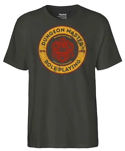 Dungeon Master - rpg, dungeon, dragons, pen & paper, pen, paper, dice, w20, 1974, vintage - Fairtrade T-Shirt