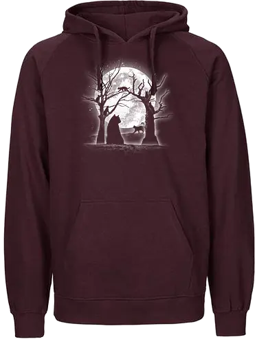 Moonlight Felines - Cats, trees, moon, Moonlight - Fairtrade Hoodie