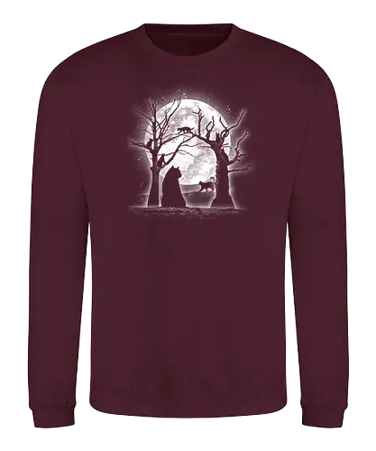 Moonlight Felines - Cats, trees, moon, Moonlight - Sweatshirt