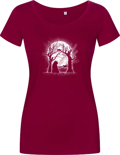 Moonlight Felines - Cats, trees, moon, Moonlight - Damen T-Shirt