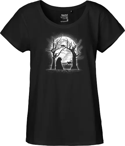 Moonlight Felines - Cats, trees, moon, Moonlight - Fairtrade Girl Shirt