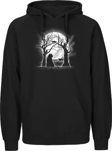 Moonlight Felines - Cats, trees, moon, Moonlight - Fairtrade Hoodie