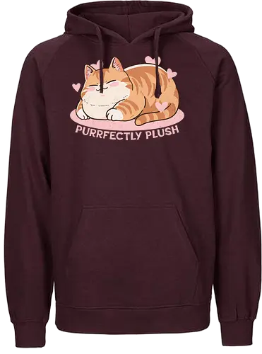 Purrfectly plush - cat, katze, fat cat, purrfect - Fairtrade Hoodie
