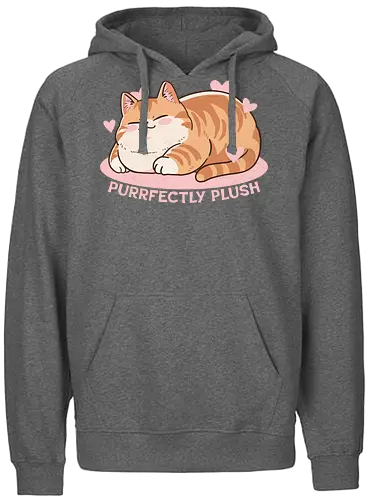 Purrfectly plush - cat, katze, fat cat, purrfect - Fairtrade Hoodie
