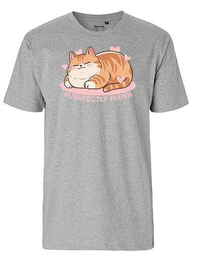Purrfectly plush - cat, katze, fat cat, purrfect - Fairtrade T-Shirt