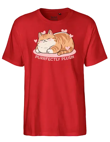 Purrfectly plush - cat, katze, fat cat, purrfect - Fairtrade T-Shirt