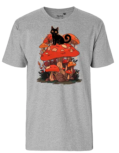 Feline Fungi - cat, katze, cute, pilz, mushroom - Fairtrade T-Shirt