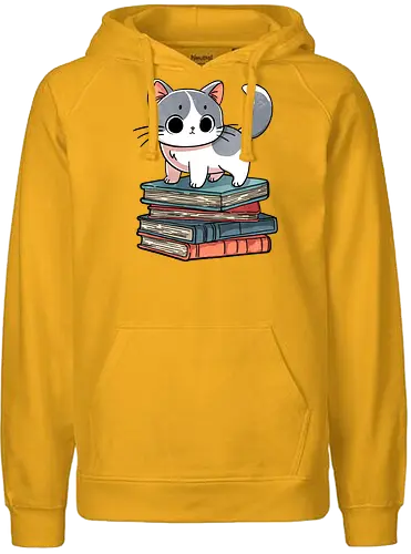 Pawsing for Wisdom - cat, katze, book, buch, lesen - Fairtrade Hoodie