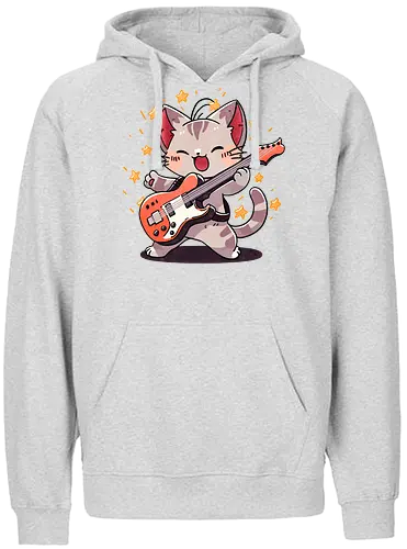 Furr-ever Rocking Cat - cat, katze, guitar, rock - Fairtrade Hoodie