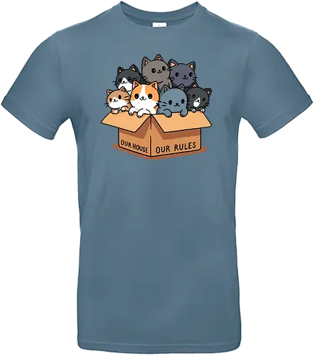 Our house our rules - cat, katze, Cardboard, karton - Standard T-Shirt
