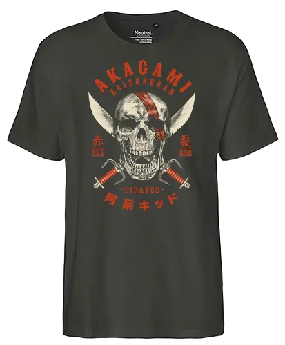 Realistic Akagami Jolly Roger - piece, pirate, skull, schädel - Fairtrade T-Shirt