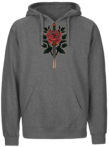 Blade of roses - tattoo, traditional - Fairtrade Hoodie