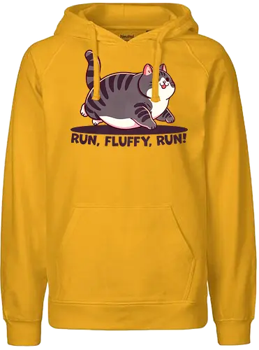 Run, Fluffy, Run! - cat, Fat - Fairtrade Hoodie