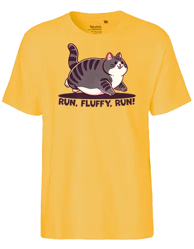 Run, Fluffy, Run! - cat, Fat - Fairtrade T-Shirt