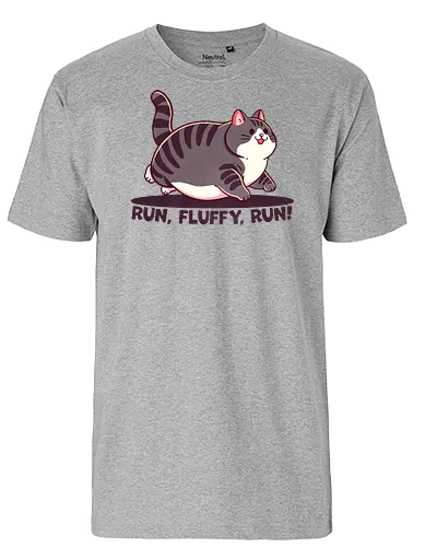 Run, Fluffy, Run! - cat, Fat - Fairtrade T-Shirt