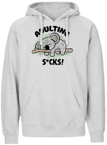 Adulting s*cks! black - koala, lazy, faul - Fairtrade Hoodie