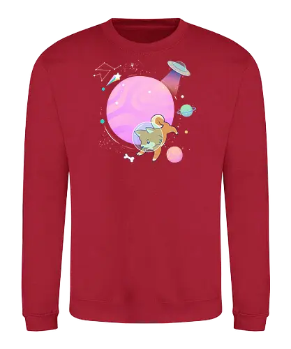 Space dog hunts bone - dog, Bone, game, Playing, space - Sweatshirt