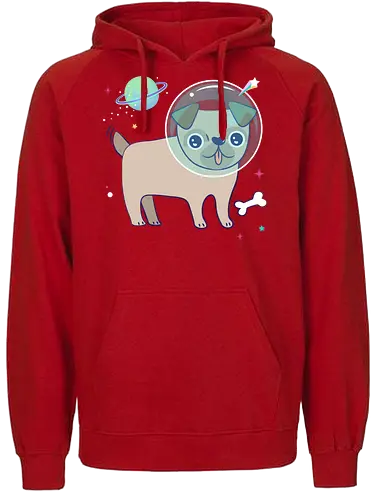 Space pug - pug, dog, space, cute - Fairtrade Hoodie