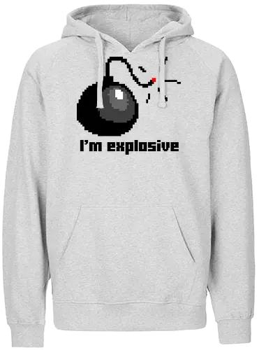 I am explosive - pixel, explosion, bomb, warning - Fairtrade Hoodie