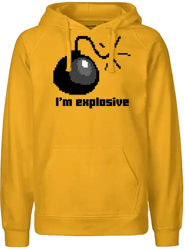 I am explosive - pixel, explosion, bomb, warning - Fairtrade Hoodie