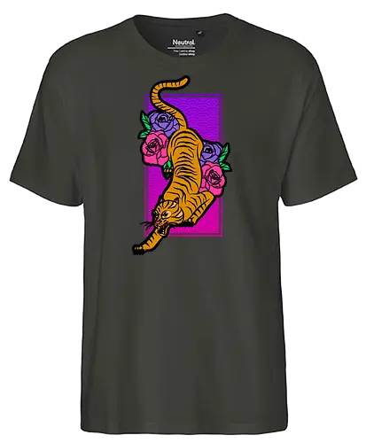 Japanese Art Tiger - tiger, japan, kunst, art, roses - Fairtrade T-Shirt