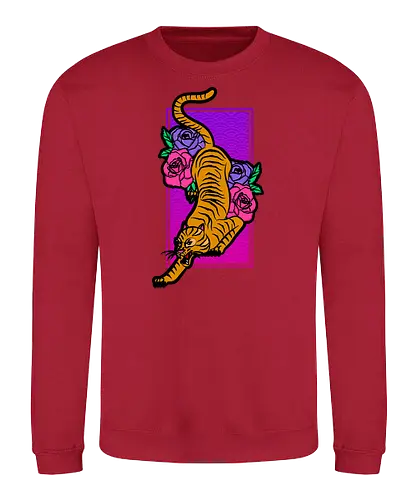 Japanese Art Tiger - tiger, japan, kunst, art, roses - Sweatshirt