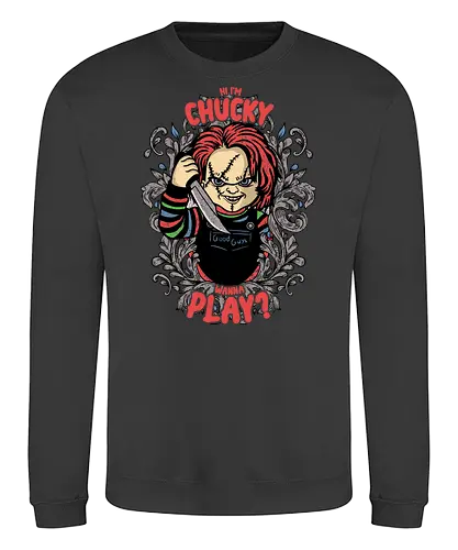 Watercolor Wanna Play - chucky, horror, movie, doll - Sweatshirt