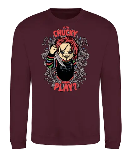 Watercolor Wanna Play - chucky, horror, movie, doll - Sweatshirt