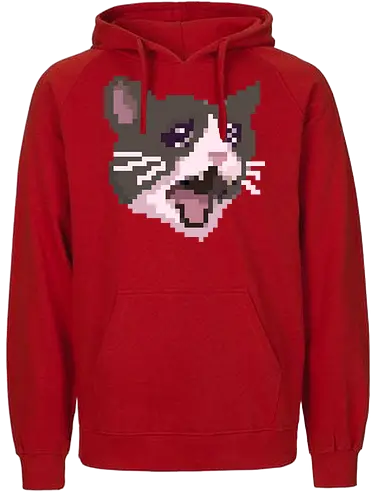 Pixel Angry Cat - pixel, meme, cat, katze - Fairtrade Hoodie