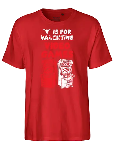 V is for Video Games - videogame, gaming, valentiConsole - Fairtrade T-Shirt