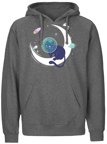 Cat chillin on the moon - cat, katze, Pastel, moon - Fairtrade Hoodie