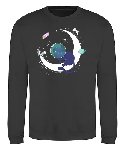 Cat chillin on the moon - cat, katze, Pastel, moon - Sweatshirt