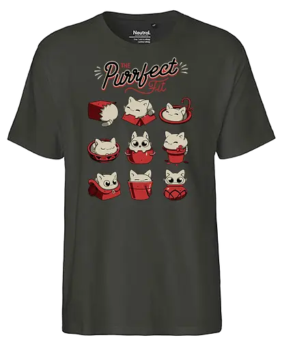 The Purrfect Fit - cat, Boxes, If it fits, I sits, Vases - Fairtrade T-Shirt