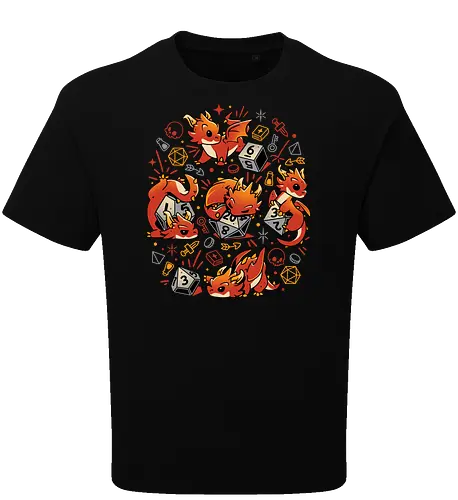 Tiny Dragon Dice - dragon, dice, würfel, pen and paper, rpg - Oversize T-Shirt