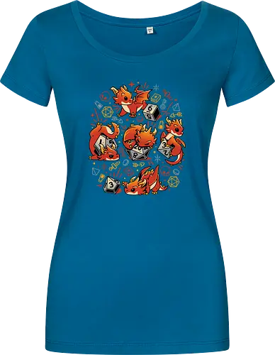Tiny Dragon Dice - dragon, dice, würfel, pen and paper, rpg - Damen T-Shirt