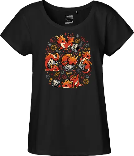 Tiny Dragon Dice - dragon, dice, würfel, pen and paper, rpg - Fairtrade Girl Shirt