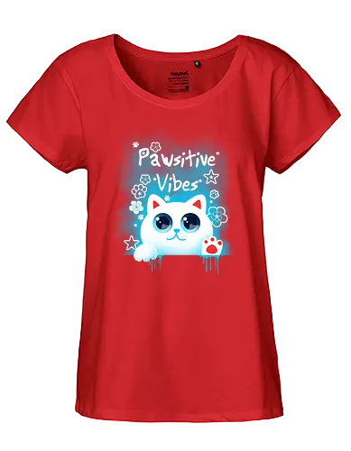 Pawsitive vibes - cat, cute, positive, Paw - Fairtrade Girl Shirt