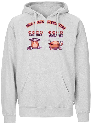 New year's resolution - cat, Resolutions, fail, fitness - Fairtrade Hoodie