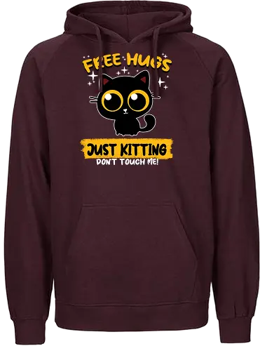 Free Hugs, Just kitting - cat, kitty, Just kidding, Scherz, pun - Fairtrade Hoodie