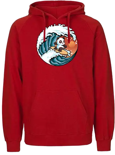 Surfing Panda - panda, Surfing, wave, welle - Fairtrade Hoodie