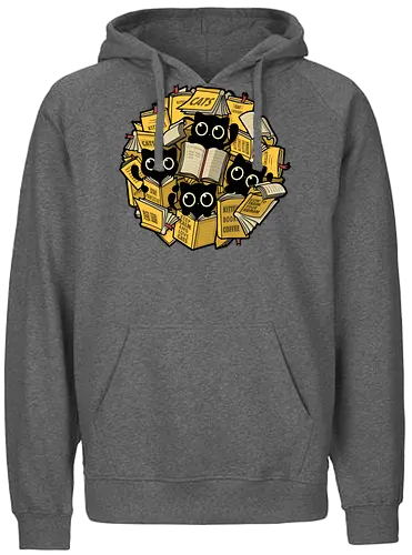 Books & Kittens - Cats, books, Black Cat - Fairtrade Hoodie