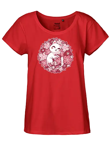 Kitty Flowers - blossom, cat, cute - Fairtrade Girl Shirt