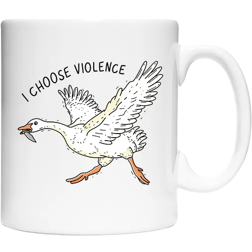 Goose Chooses Violence - goose, knife - Keramiktasse