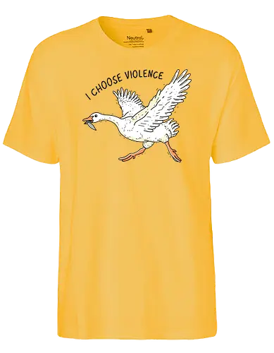 Goose Chooses Violence - goose, knife - Fairtrade T-Shirt