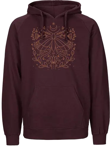 Moth Doodles - moon, moth, Falter, Motte - Fairtrade Hoodie