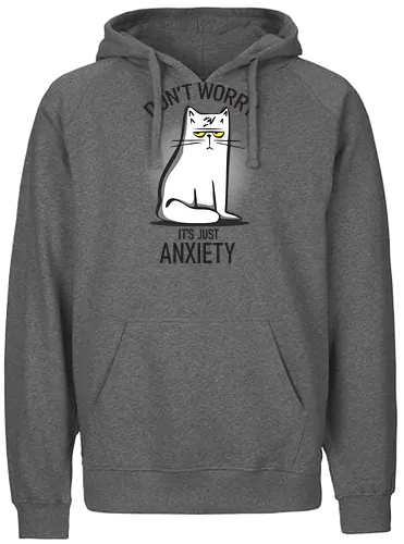 anxiety - cat, katze, anxiety - Fairtrade Hoodie