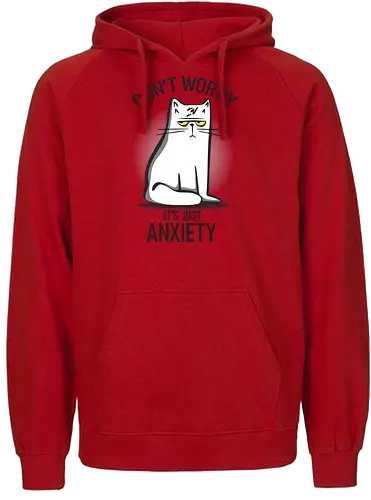 anxiety - cat, katze, anxiety - Fairtrade Hoodie