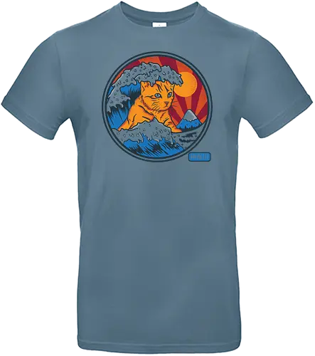 CATnagawa wave - wave, kanagawa, fuji, katze, cat - Standard T-Shirt