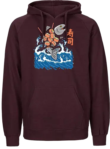 Salmon Sushi in the Wave - sushi, lachs, salmon, japan - Fairtrade Hoodie